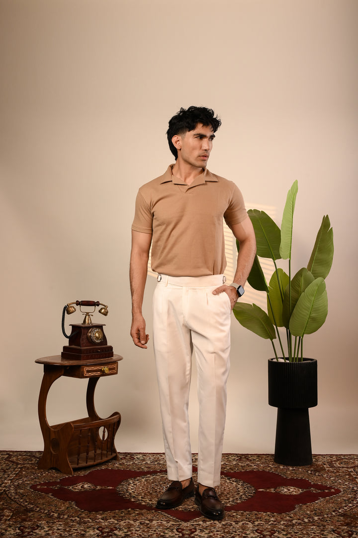 Khaki Waffle Knit Polo