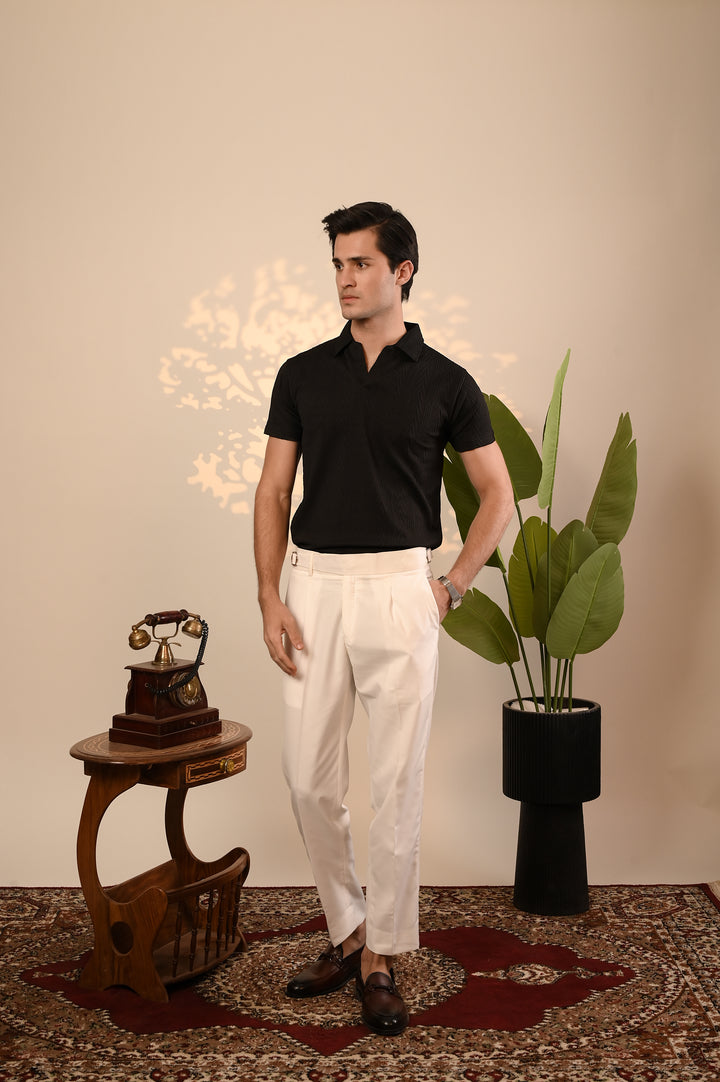 Black Textured Polo