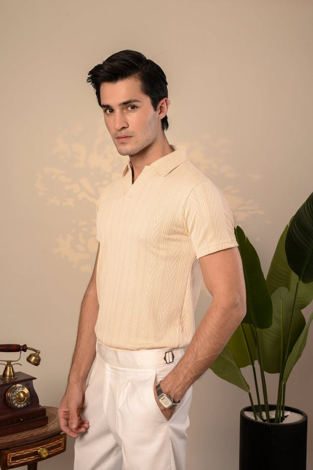 Beige Polo t Shirt