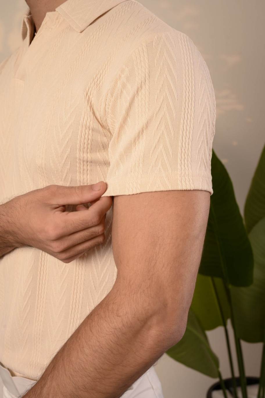 Buy Beige Textured Polo